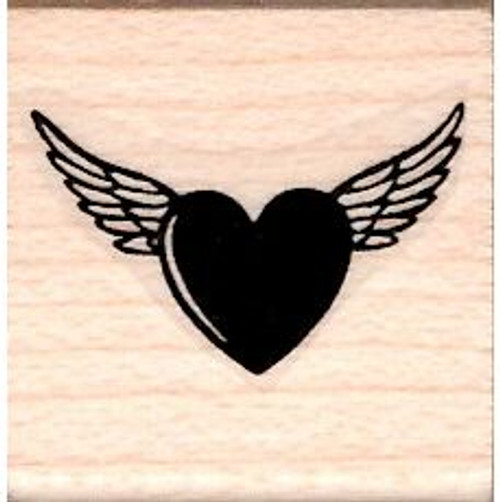 Winged Heart Rubber Stamp