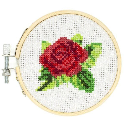 Mini Cross Stitch Embroidery Kit, Rose