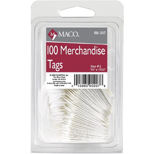 White Strung Tags #2, 100 Pack