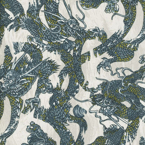 Chiyogami Paper, Traditional Dragons Grey