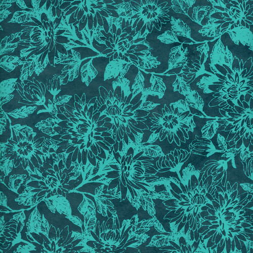 Lokta Paper, Mums Floral Turquoise/Teal