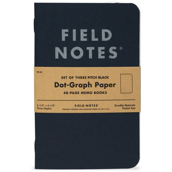 Field Notes Black Memo Book, Dot-Graph Pages