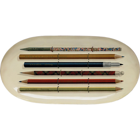 Oval Enamel Tray, Vintage Pencils
