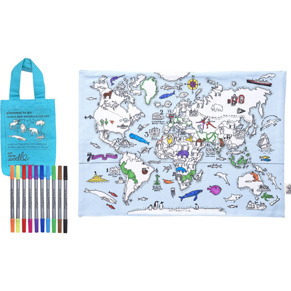 Color-in World Map Placemat
