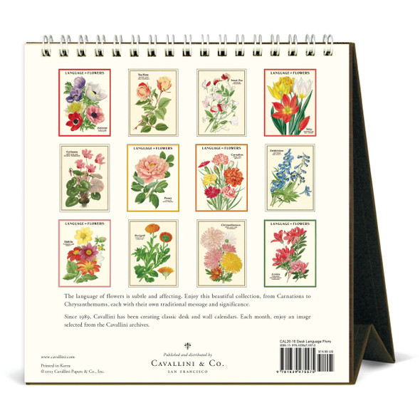 Cavallini 2026 Desk Calendar, Language of Flowers