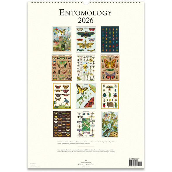 Cavallini 2026 Wall Calendar, Entomology