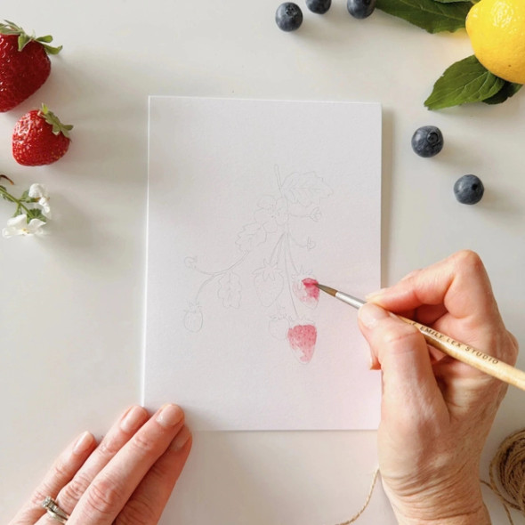 Paintable Watercolor Notecards, Fruits