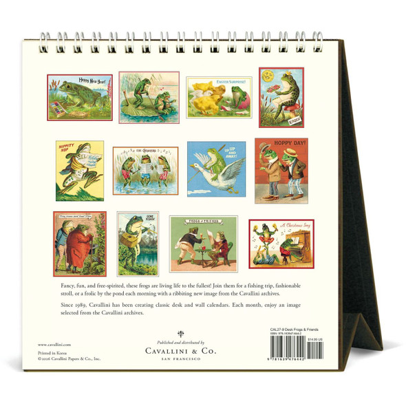 Cavallini 2027 Desk Calendar, Frogs & Friend