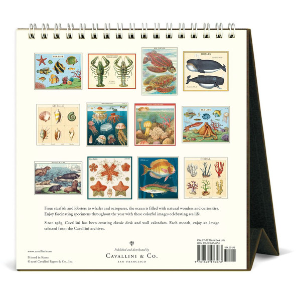 Cavallini 2027 Desk Calendar, Sea Life