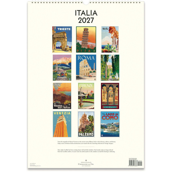 Cavallini 2027 Wall Calendar, Italia