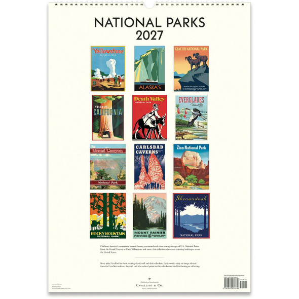 Cavallini 2027 Wall Calendar, National Parks