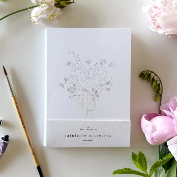 Paintable Watercolor Notecards, Bouquets