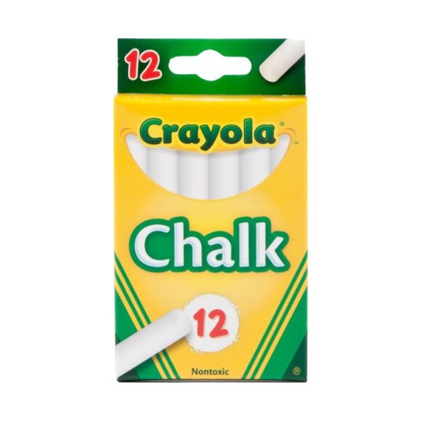 Crayola Chalk, White, 12 Sticks