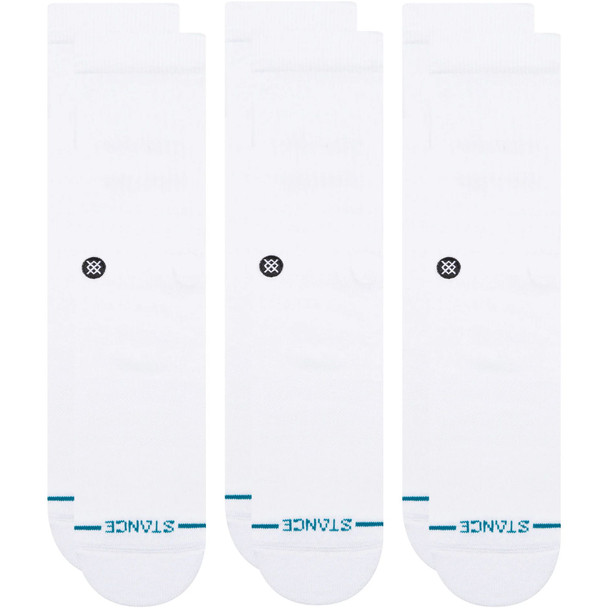 Stance Icon White Socks, 3 Pack