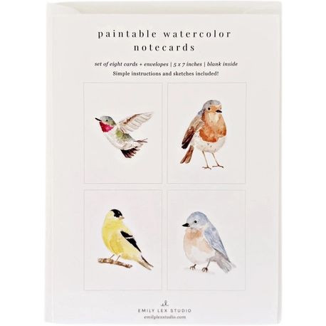 Paintable Watercolor Notecards, Birds