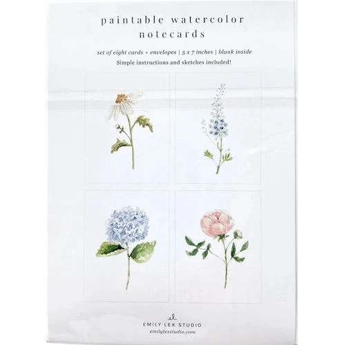 Paintable Watercolor Notecards, Garden Flowers
