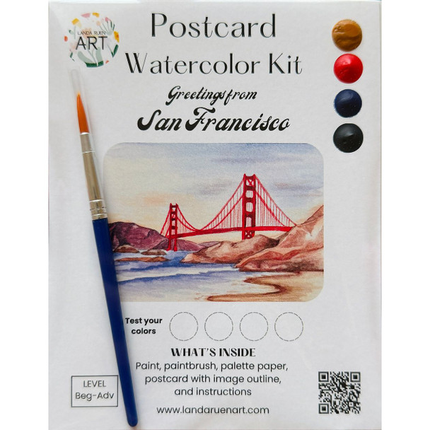 Golden Gate Bridge Watercolor Postcard Kit