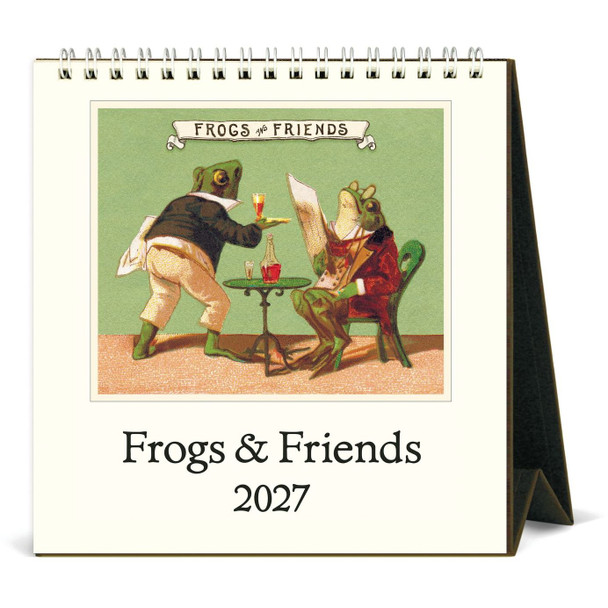 Cavallini 2027 Desk Calendar, Frogs & Friend