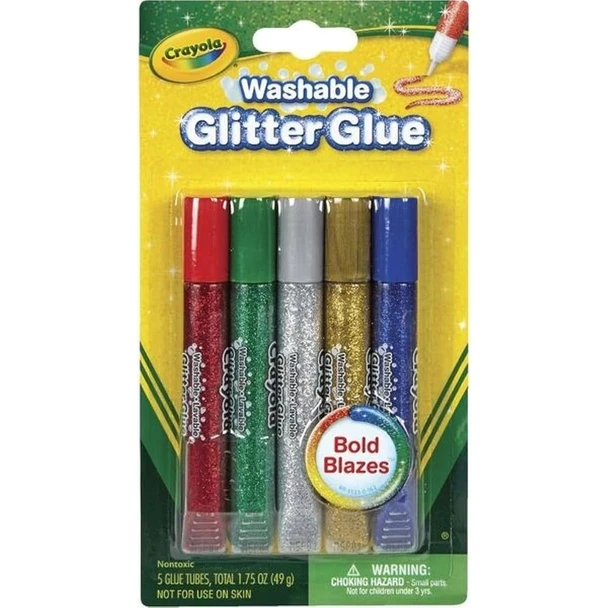 Washable Glitter Glue, Set of 5