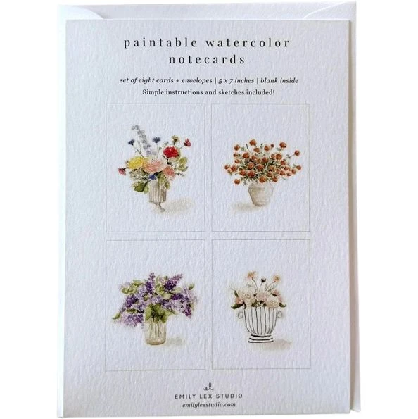 Paintable Watercolor Notecards, Bouquets