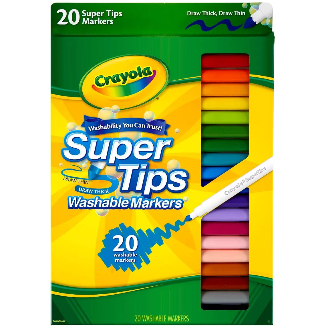 Crayola Super Tips Washable Marker Set of 20 FLAX art
