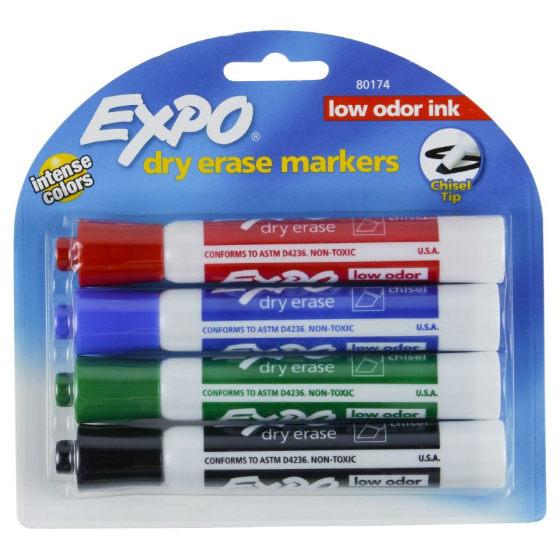 Expo Dry Erase Markers, Chisel Tip, Intense Colors - 4 pack