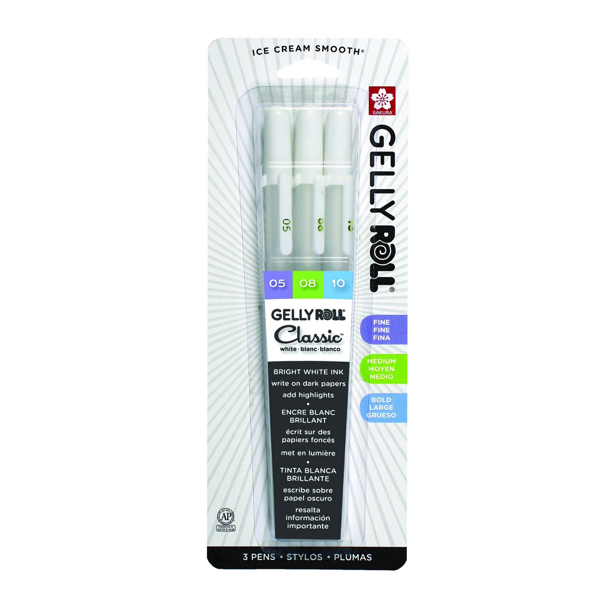 Gelly Roll Pens, White Set of 3 - FLAX art & design