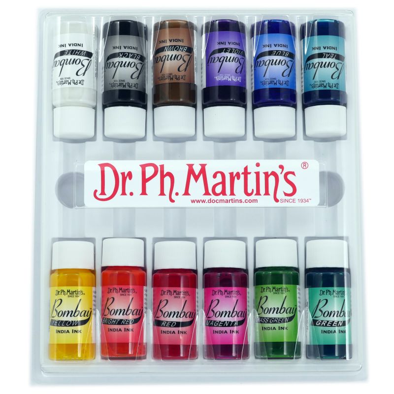 Dr. Ph. Martins Bombay India Ink 5oz , Set of 12 - FLAX art