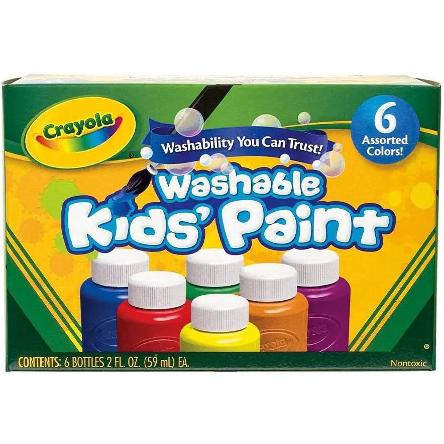 Washable Paint, Assorted Colors, 16 oz, 12 Count