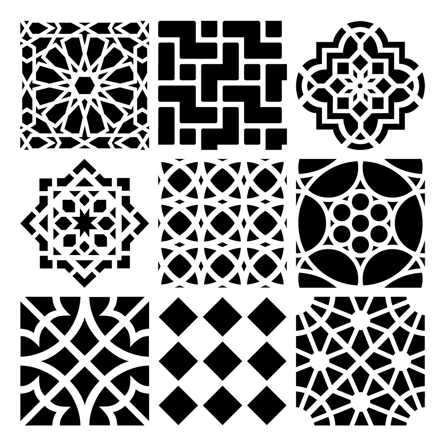 Moroccan Tiles Stencil, 6 moroccan-tiles-stencil-6-x-6-flax-art-design
