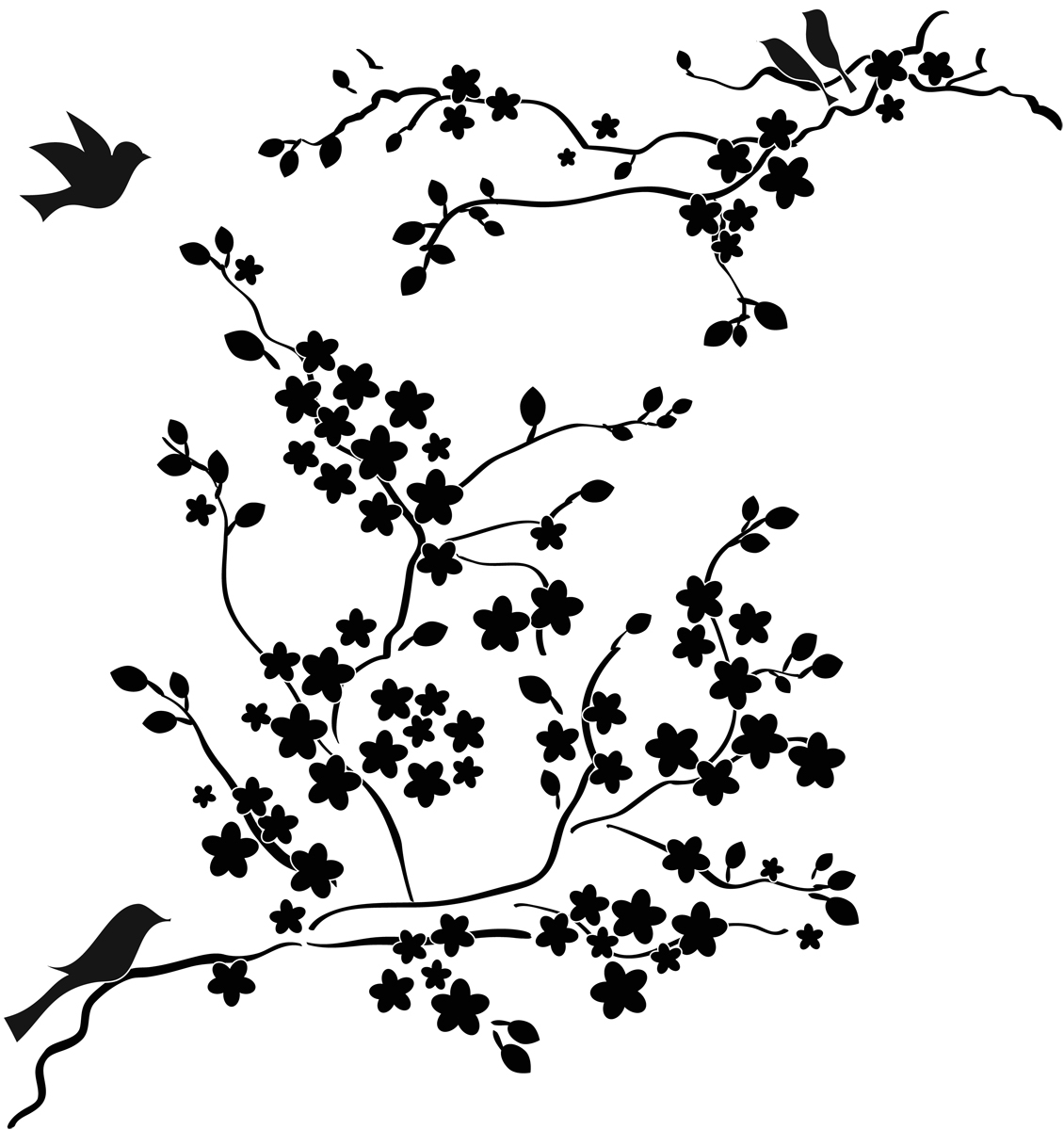 Cherry Blossom Stencil with Birds, 6 cherry-blossom-stencil-with-birds-6-x-6-flax-art