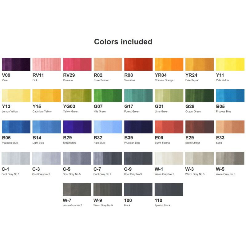 Copic - Sketch Marker Set - 12 Colours - Cool Gray Set