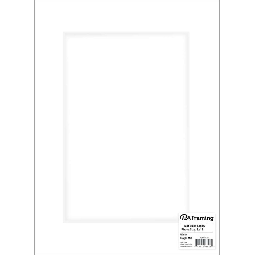 White Pre-Cut Mat, 12 x 16/9 x 12 - FLAX art & design