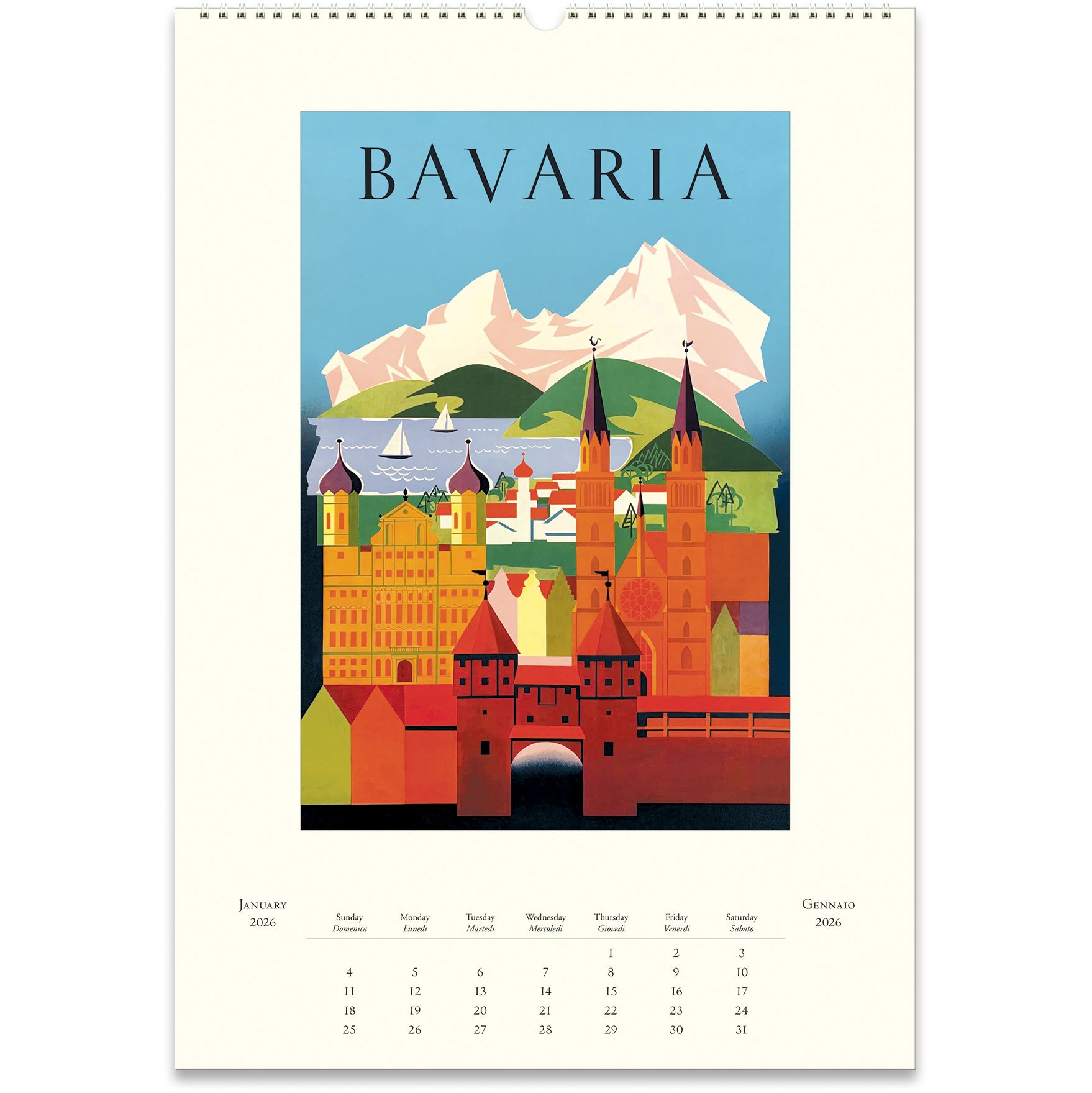 Cavallini 2026 Wall Calendar, Vintage Travel - FLAX art & design