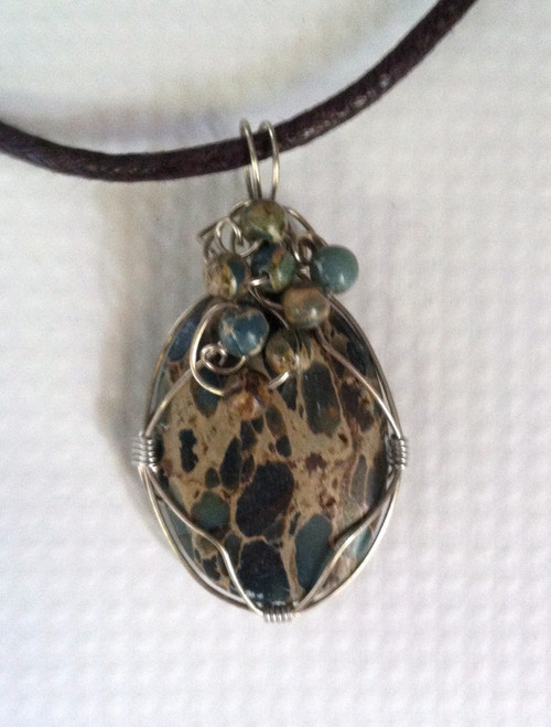 Impression Jasper Wire Wrapped Pendant
