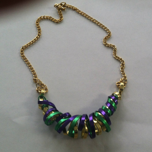 Mardi Gras Anodized Aluminum twirled necklace