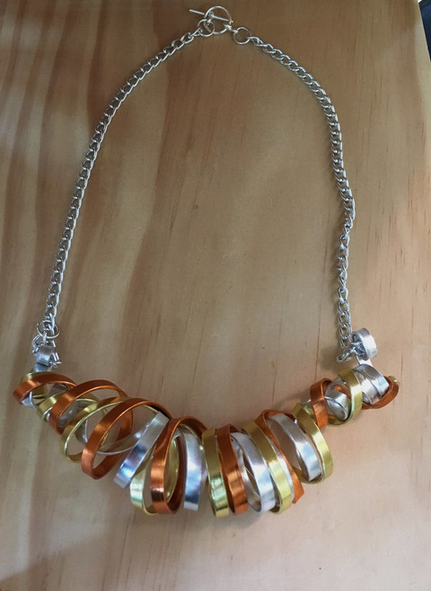Tri- Color Wire  Anodized Aluminum twirled necklace