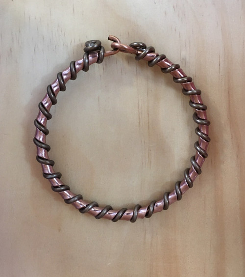 Light Copper Color Flat Wire with Brown Color Round Wire Bracelet