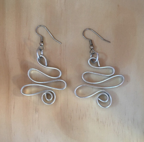 Silver Color Aluminum Earrings Zig Zag