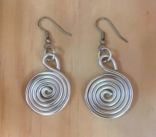 Silver Color Aluminum Earrings Spiral