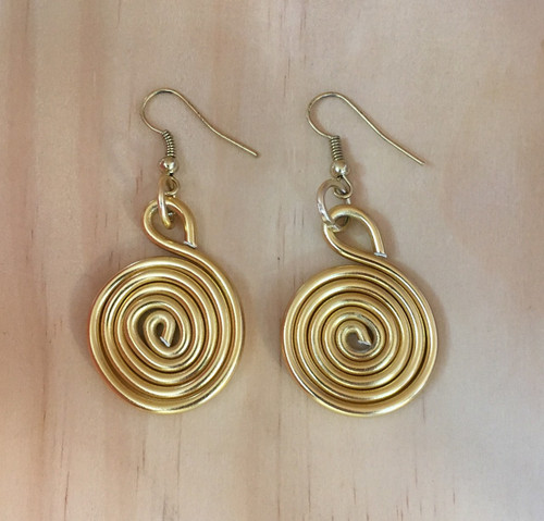 Gold Color Aluminum Earrings Spiral