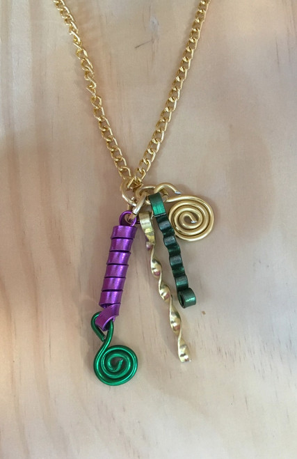 Mardi Gras Color Aluminum Cluster Necklace