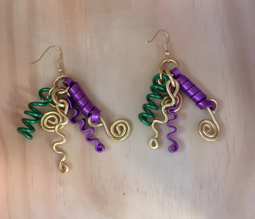Mardi Gras Color Aluminum Cluster Earring