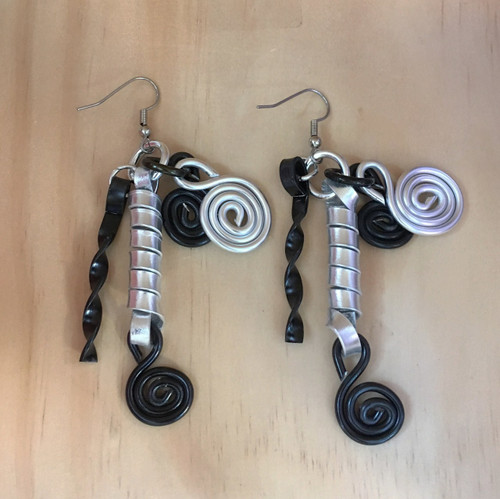 Black and Silver Color Aluminum Cluster Earring