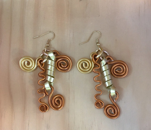 Gold and Copper Color Aluminum Cluster Earring