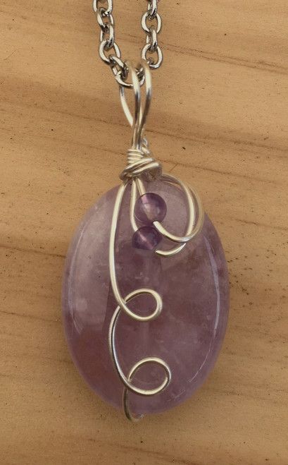 Lavender Amethyst Stone Wire Wrapped Pendant