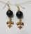 Black and Gold Fleur De Lis Earrings