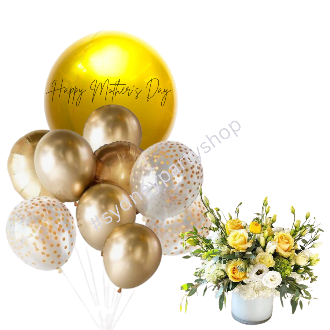 Personalized Gold Mother's Day Balloon Bouquet
