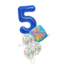 Birthday boy balloon bouquet with number