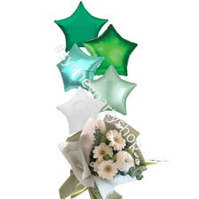 Fresh flowers and Green balloon bouquet  Fresh flowers and Green balloon bouquet